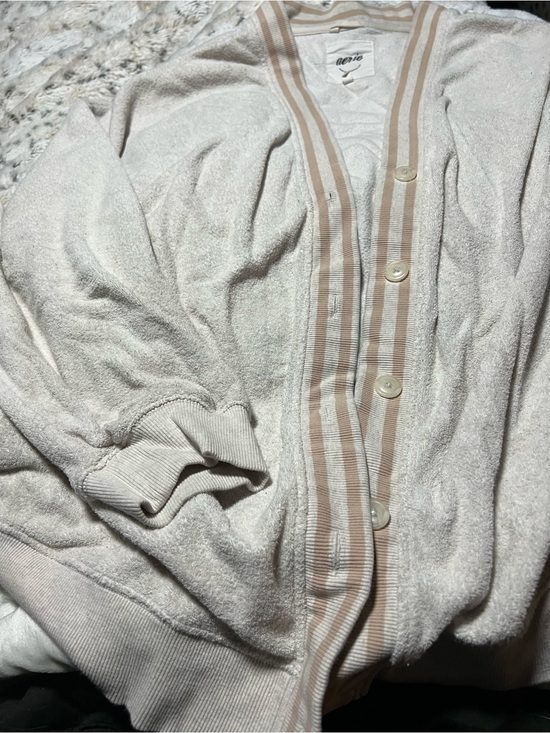 aerie Sweaters - aerie Cream Textured Zip-Up Hoodie
